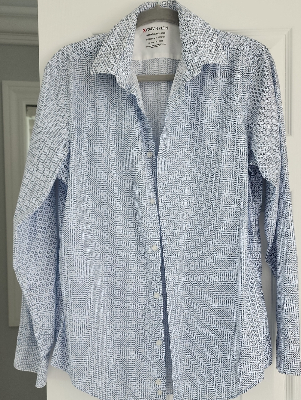 Calvin Klein Light Blue Micro-Print Men's Button-Down Shirt